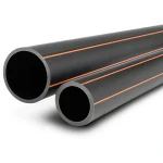 مواسير HDPE قطر خارجي 32 مم سمك 1.9 مم لون أسود مع خطوط برتقالي