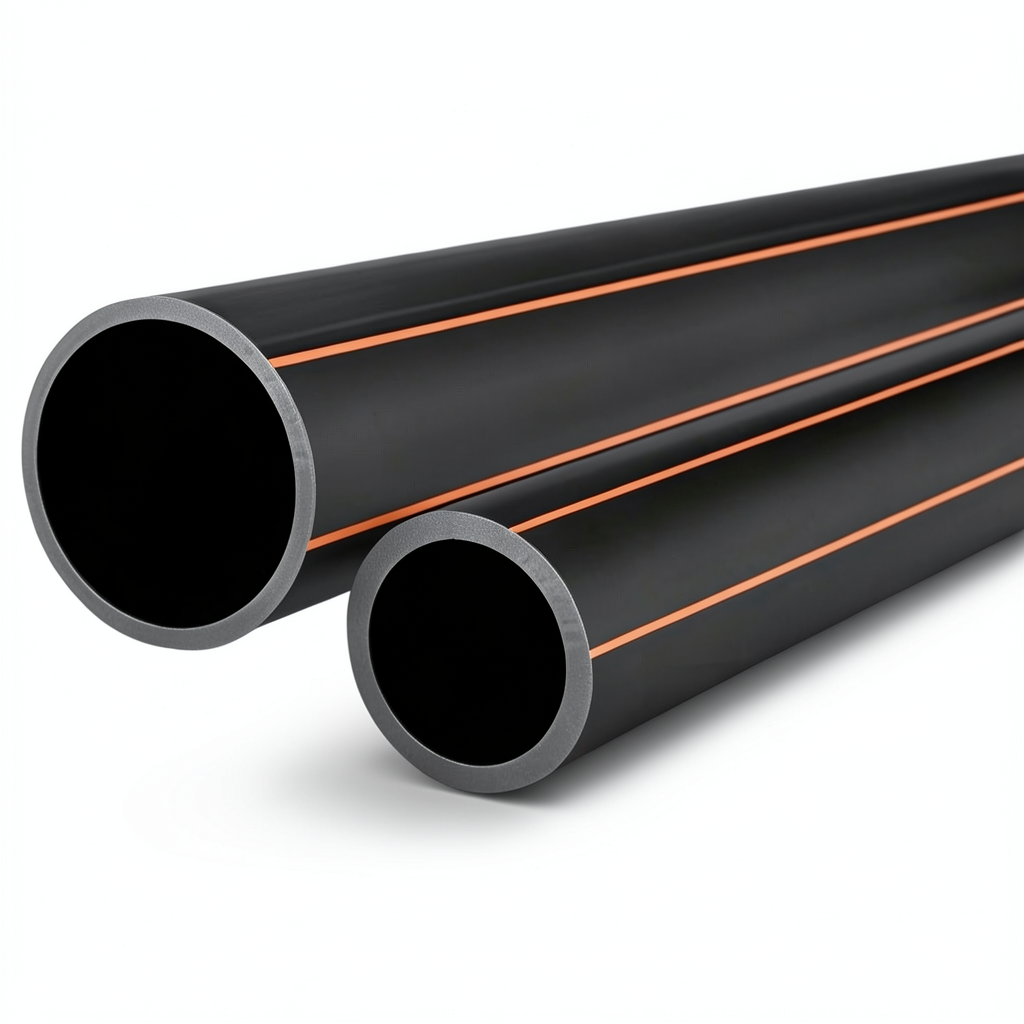 مواسير HDPE قطر خارجي 20 مم سمك 1.8 مم أسود مع خطوط برتقالي