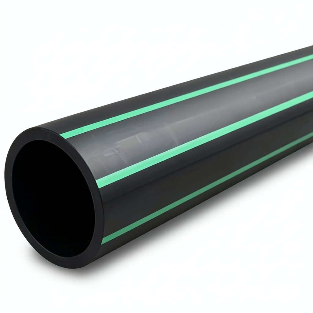 Al-Rajhi HDPE Pipes Outside Diameter 50 mm Thickness 3 mm Black with Green Stripes
