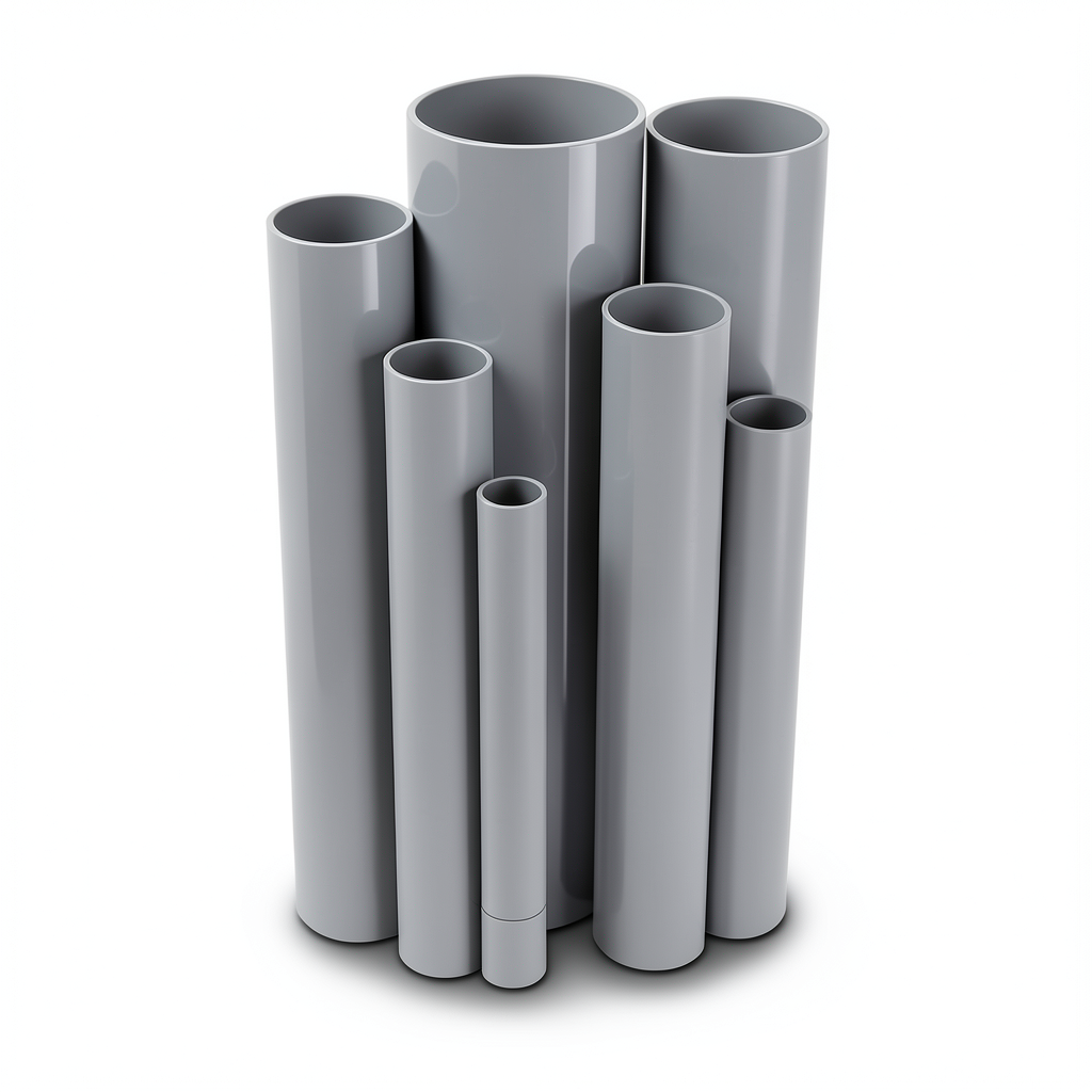 مواسير UPVC ضغط اسمي 16/20 بار قطر خارجي 200 مم سمك 14.9 مم لون رمادي