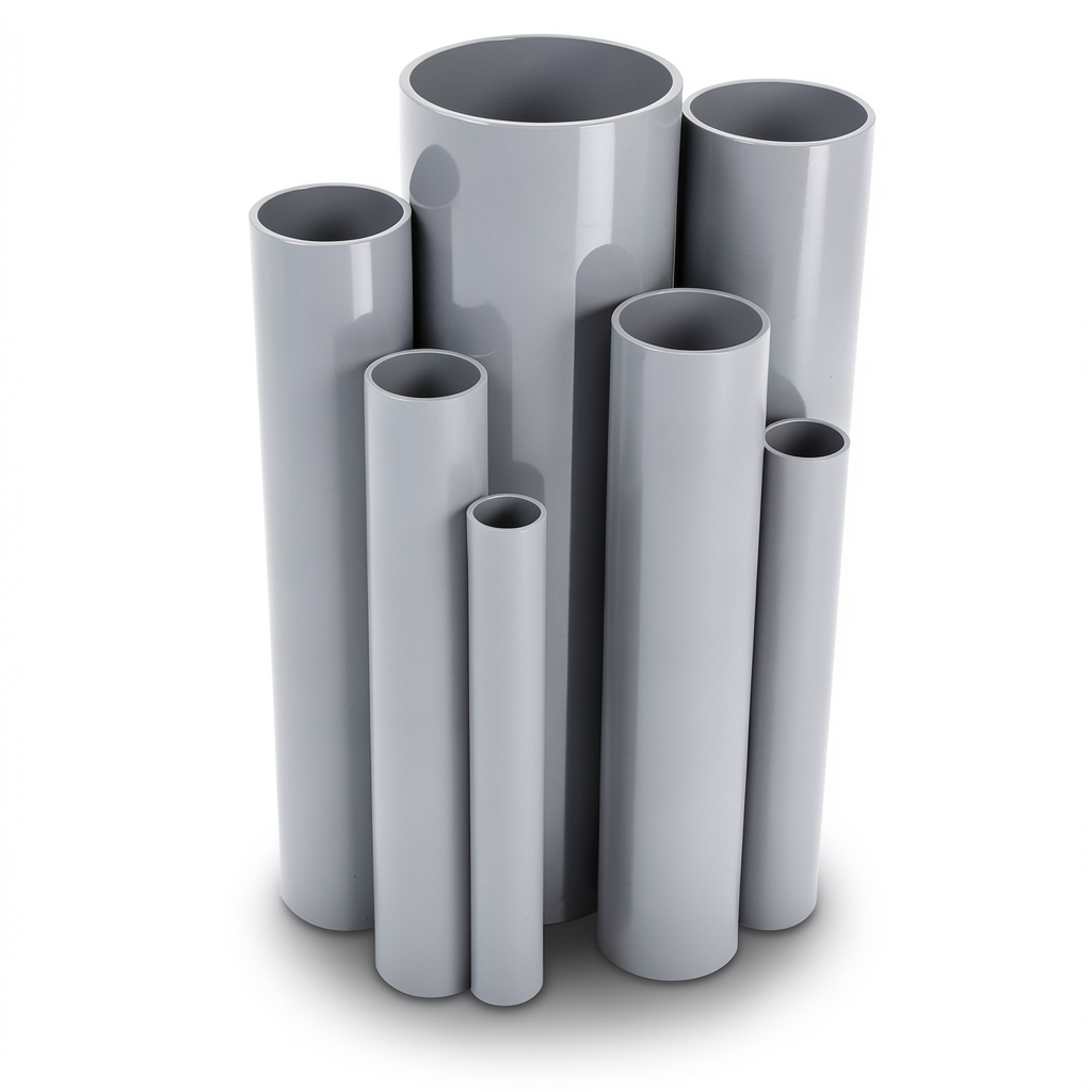 مواسير UPVC ضغط اسمي 10/20 بار قطر خارجي 225 مم سمك 10.8 مم لون رمادي