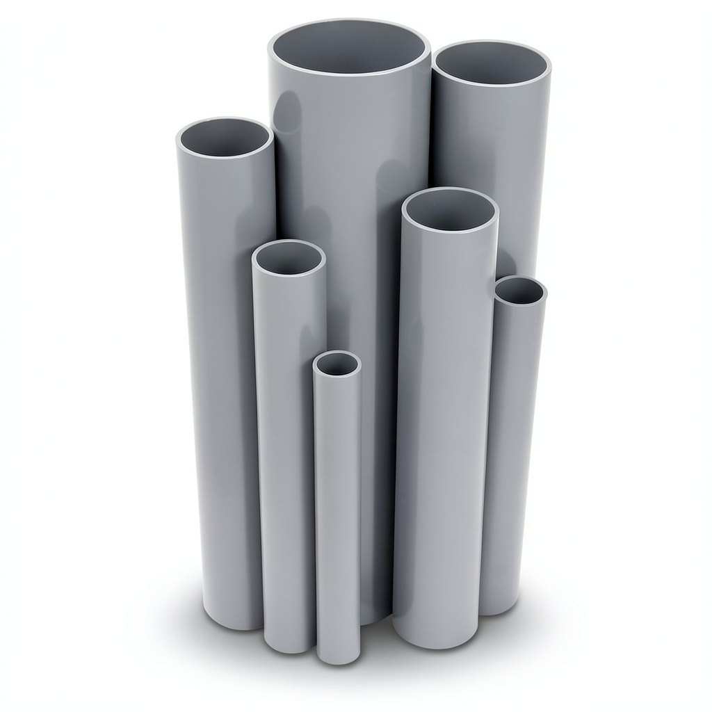 مواسير UPVC ضغط اسمي 10/20 بار قطر خارجي 250 مم سمك 11.9 مم لون رمادي