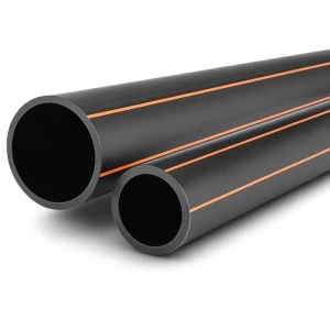 مواسير HDPE قطر خارجي 32 مم سمك 1.9 مم لون أسود مع خطوط برتقالي