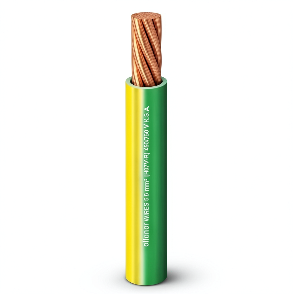 6mm2 Single Electrical Wire 450/750V, Stranded Copper PVC Insulated, Yellow/Green | Al Fanar