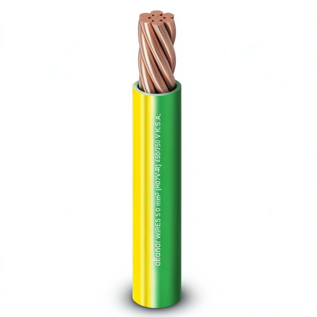 50mm Single Wire 450/750V Stranded Copper PVC Insulated Yellow/Green | Al Fanar