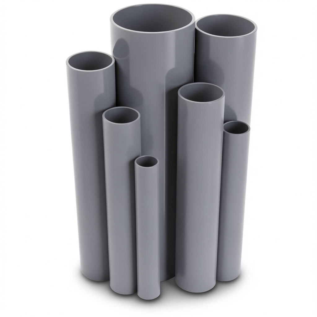 مواسير UPVC ضغط اسمي 10/20 بار قطر خارجي 250 مم سمك 11.9 مم لون رمادي