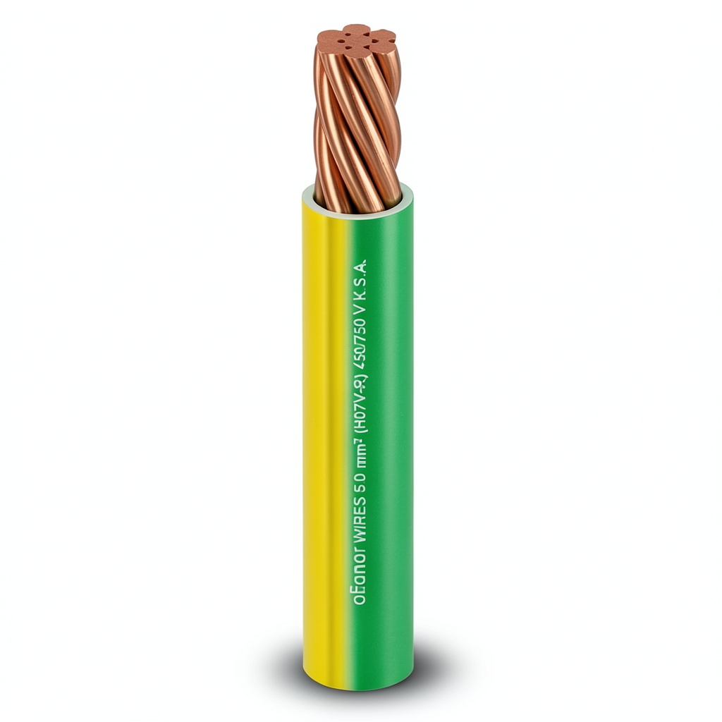 لفة سلك مفرد 50mm 450/750 فولت موصل نحاس مجدول عزل PVC اصفر/اخضر | شركة الفنار