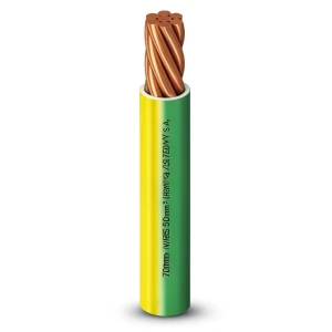 لفة سلك كهرباء مفرد 70 مم2 450/750 فولت، موصل نحاس مجدول عزل PVC لون اصفر/اخضر | شركة الفنار