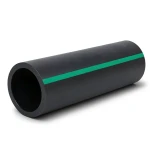 مواسير HDPE ضغط 6 بار PE 80 قطر خارجي 200 مم SDR 22 لون أسود مع خط أخضر