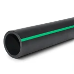 أنابيب HDPE ضغط 6 بار [PE 80] قطر خارجي 225 مم SDR 22 لون أسود مع خط أخضر