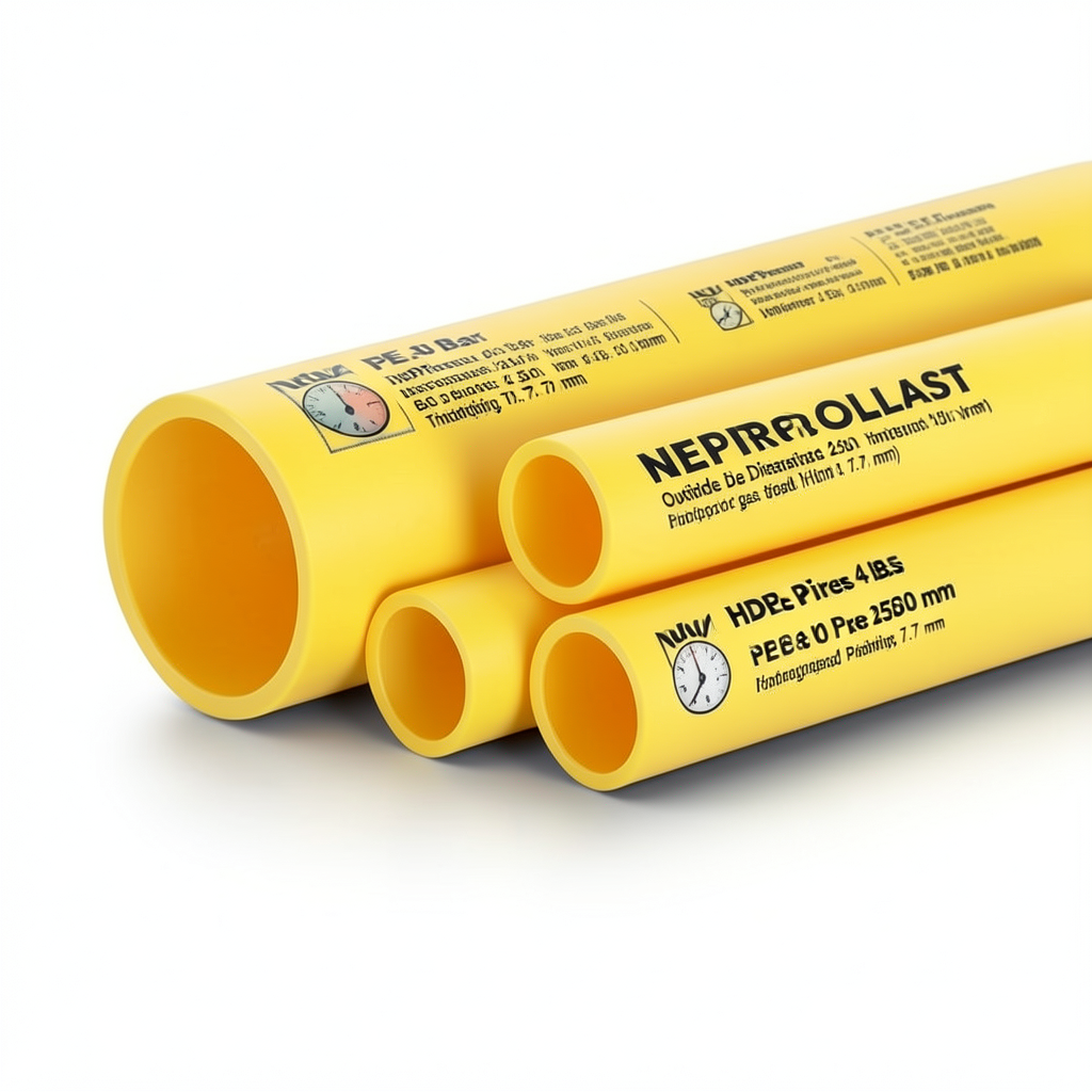 HDPE Pipes PE 80 Pressure 4 Bar Outside Diameter 250 mm Thickness 7.7 mm Yellow | NEPROPLAST