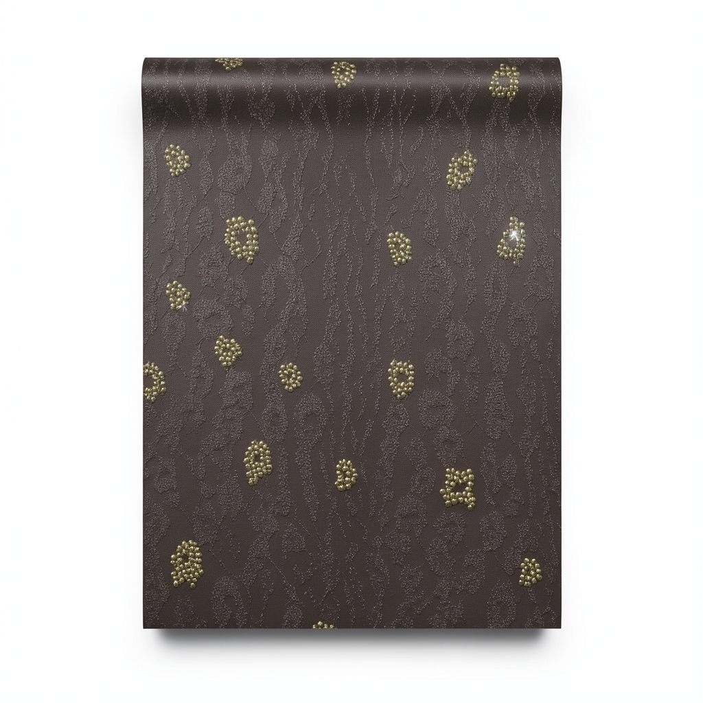 Italian Wallpaper Dark Brown Patterned Design 10mx0.70m