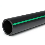 أنابيب HDPE ضغط 10 بار PE 80 قطر خارجي 225 مم SDR 13.6 لون أسود مع خط أخضر