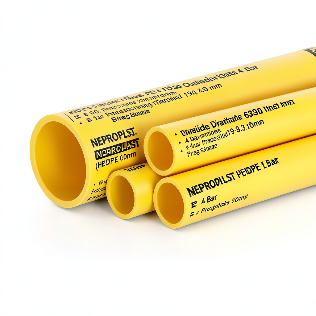 مواسير HDPE PE 80 ضغط 4 بار قطر خارجي 630 مم سمك 19.3 مم لون أصفر | نيبروبلاست
