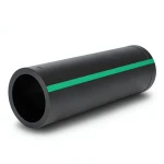 مواسير بلاستيك HDPE ضغط اسمي 10 بار PE 80، قطر خارجي 315 مم SDR 13.6 لون اسود مع خط اخضر