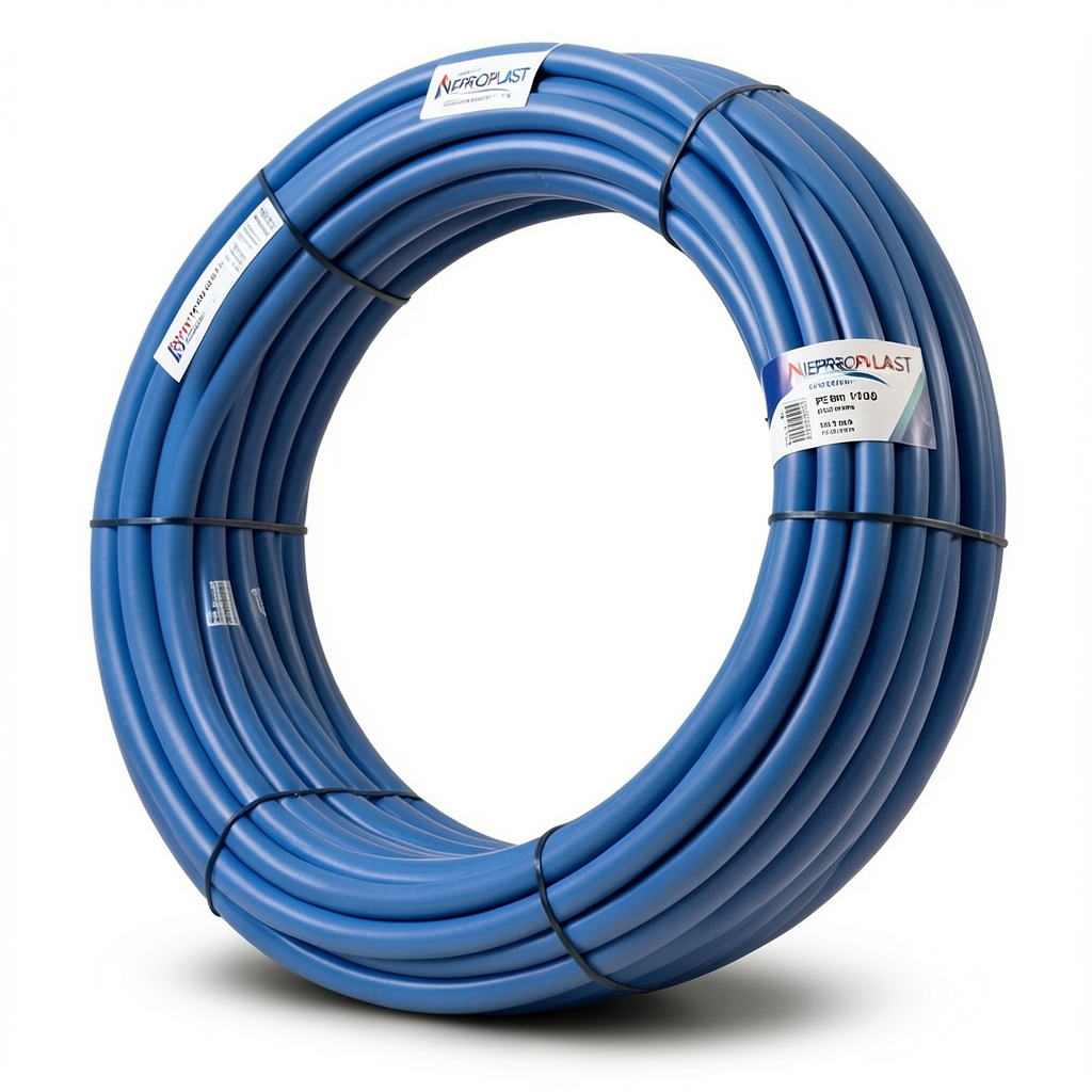 أنابيب HDPE PE 80 ضغط 10 بار قطر خارجي 125 مم سمك 9.2 مم لون أزرق | نيبروبلاست