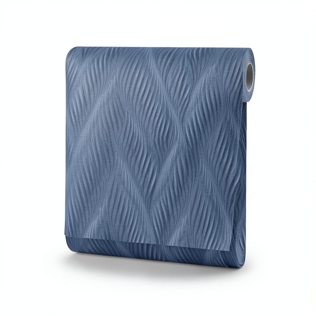 Italian Wavy Wall Covering 10m x 0.53m Blue, Model 41255
