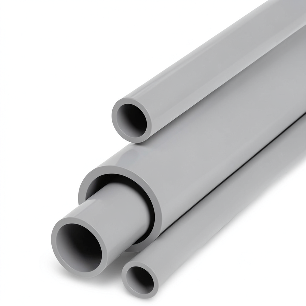مواسير UPVC جدول 40 مقاس 1 إنش سمك 3.38 مم لون رمادي فاتح