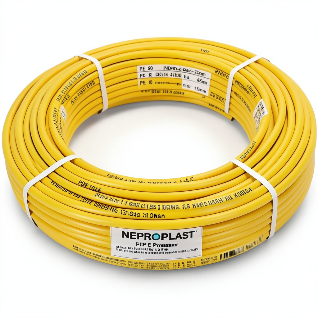 أنابيب HDPE PE 80 ضغط 4 بار قطر خارجي 125 مم سمك 3.9 مم لون أصفر | نيبروبلاست