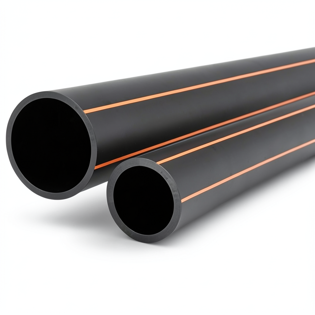 مواسير HDPE قطر خارجي 20 مم سمك 1.8 مم أسود مع خطوط برتقالي
