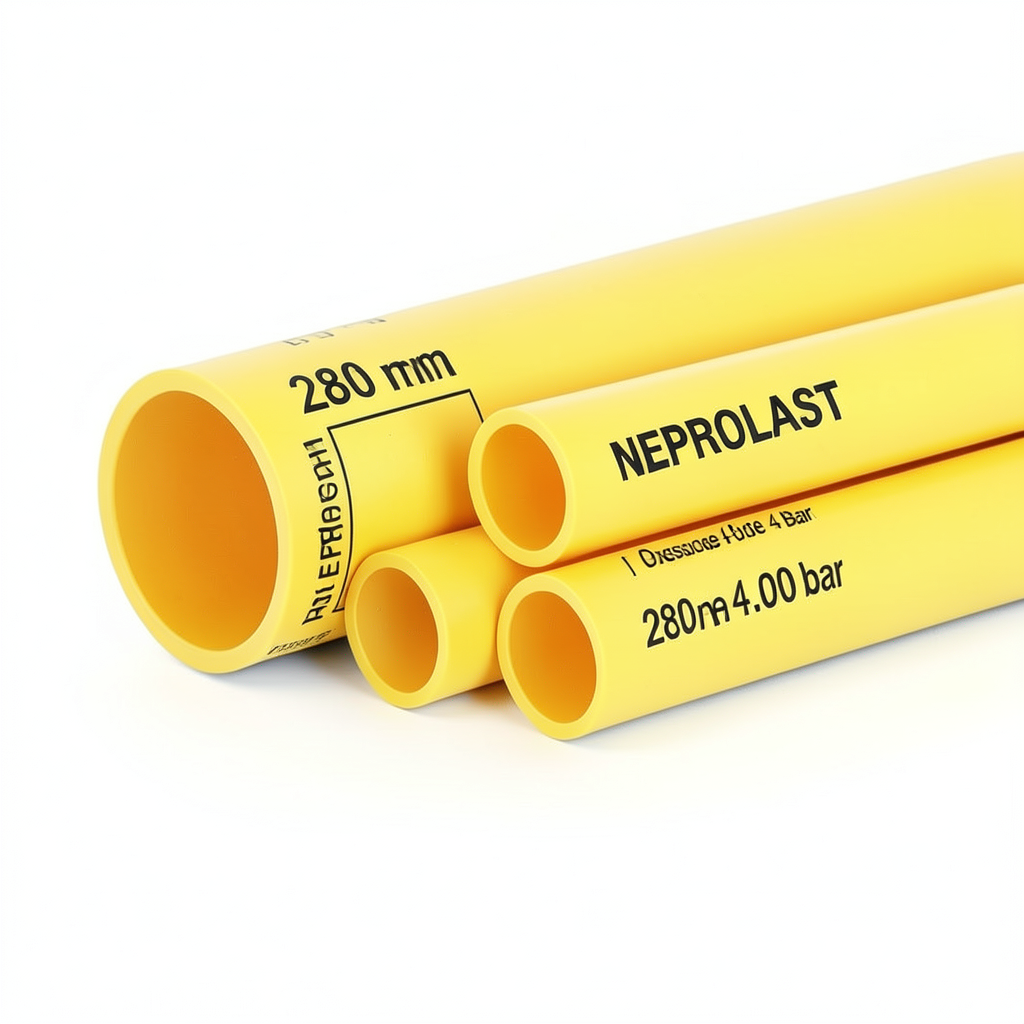 مواسير HDPE PE 80 ضغط 4 بار قطر خارجي 280 مم سمك 8.6 مم لون أصفر | نيبروبلاست