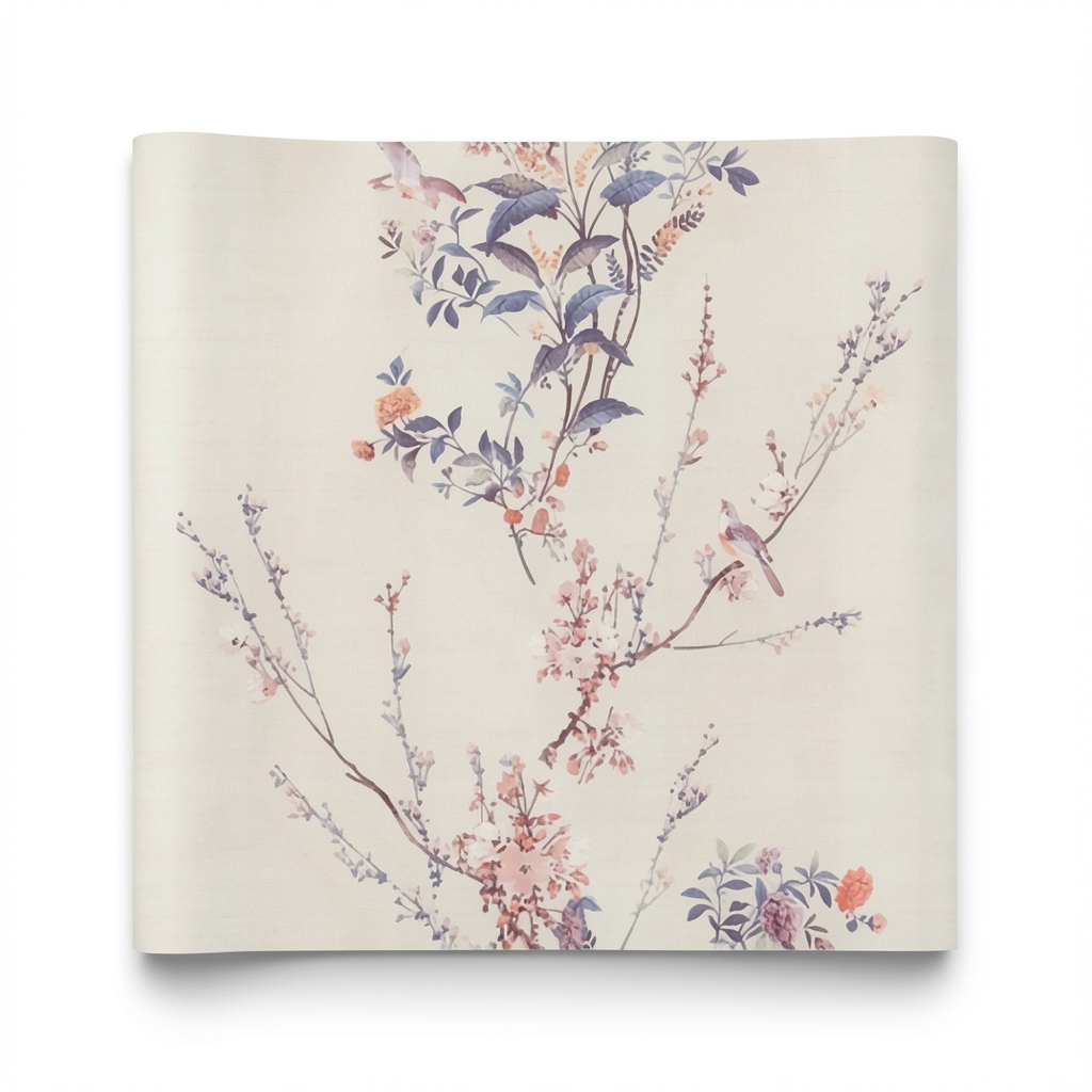 Italian Wallpaper Floral Design 10m x 1.06m Beige Color
