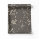 Italian Wall Covering Floral Design 10mx1.06m, Dark Beige