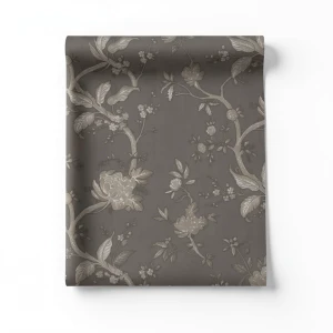 Italian Wall Covering Floral Design 10mx1.06m, Dark Beige
