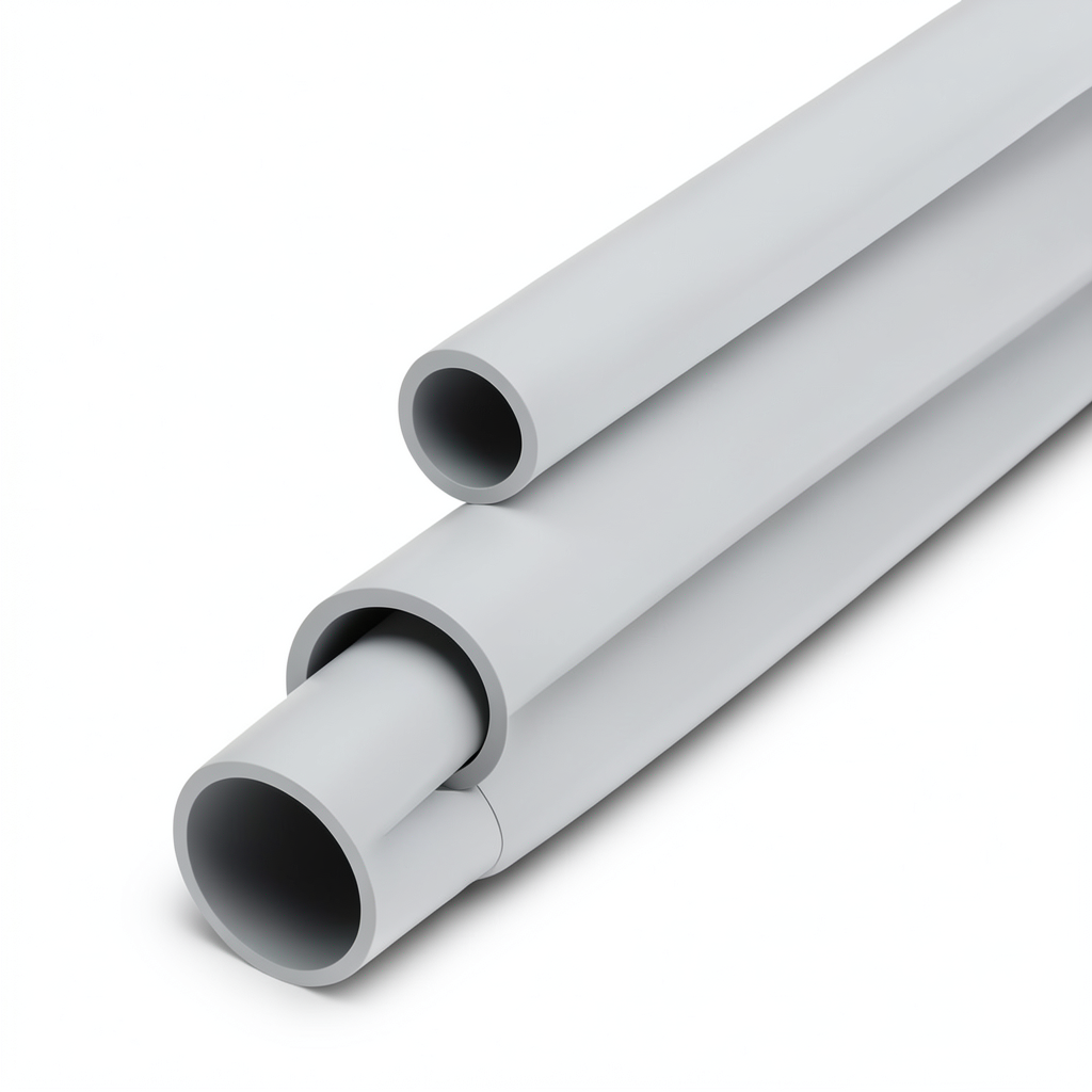 مواسير UPVC جدول 40 مقاس 1 إنش سمك 3.38 مم لون رمادي فاتح