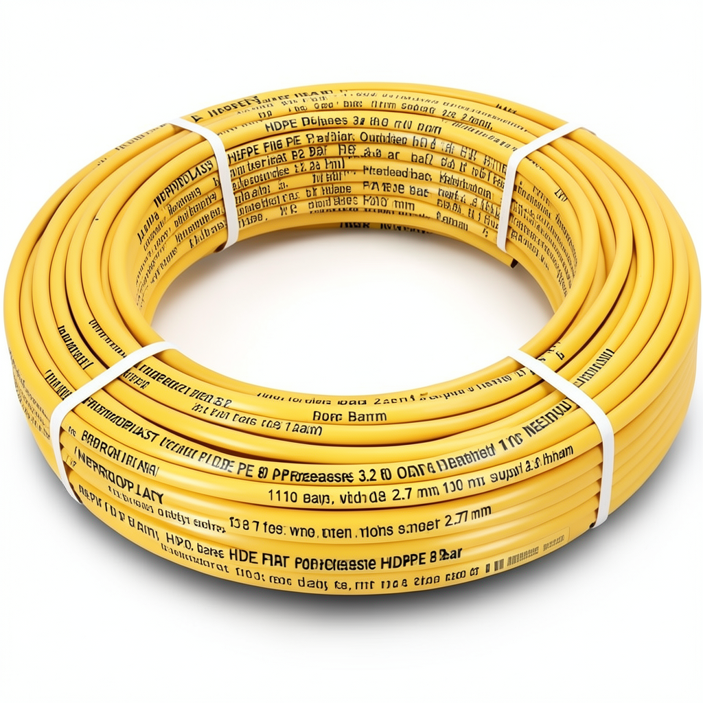 أنابيب HDPE PE 80 ضغط 3.2 بار قطر خارجي 110 مم سمك 2.7 مم لون أصفر | نيبروبلاست