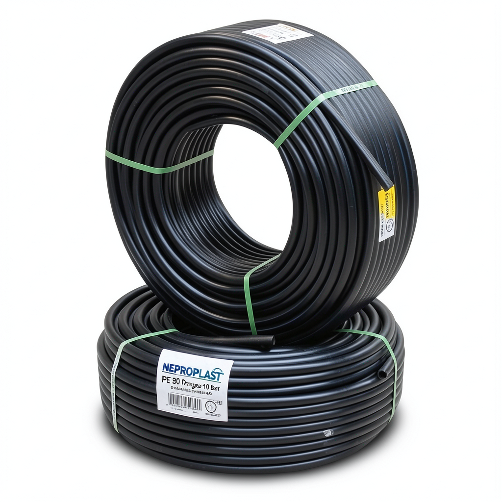 أنابيب HDPE PE 80 ضغط 10 بار قطر خارجي 63 مم سمك 4.7 مم لون أسود | نيبروبلاست