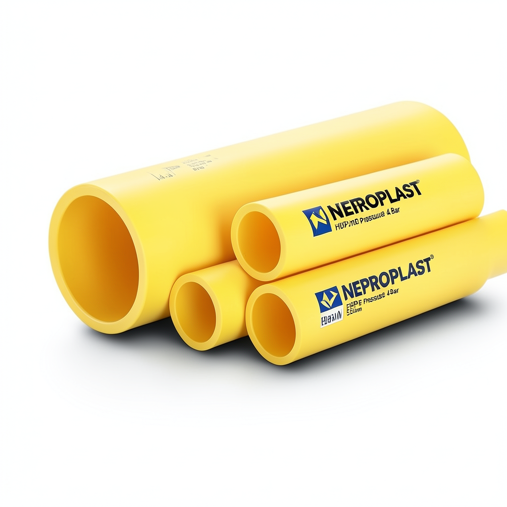 HDPE Pipes PE 80 Pressure 4 Bar 500 mm Diameter 15.3 mm Thickness Yellow | NEPROPLAST