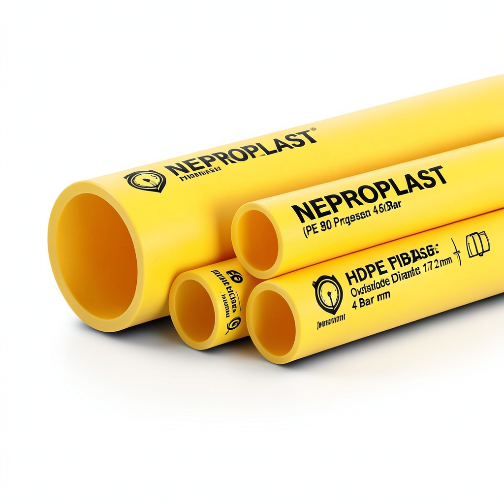 مواسير HDPE PE 80 ضغط 4 بار قطر خارجي 560 مم سمك 17.2 مم لون أصفر | نيبروبلاست
