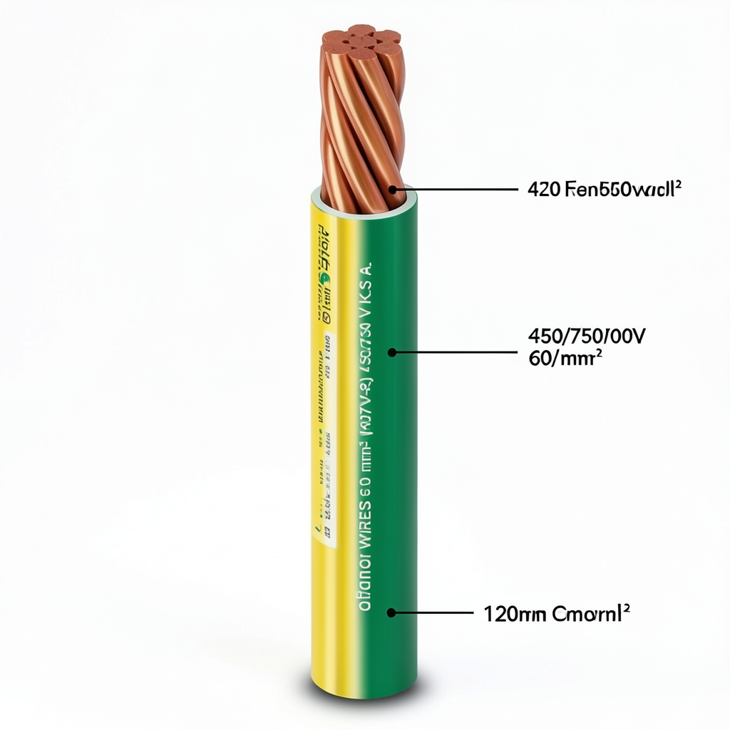 120mm Single Electric Wire 450/750volts Stranded Copper PVC Insulated Yellow/Green | Al Fanar
