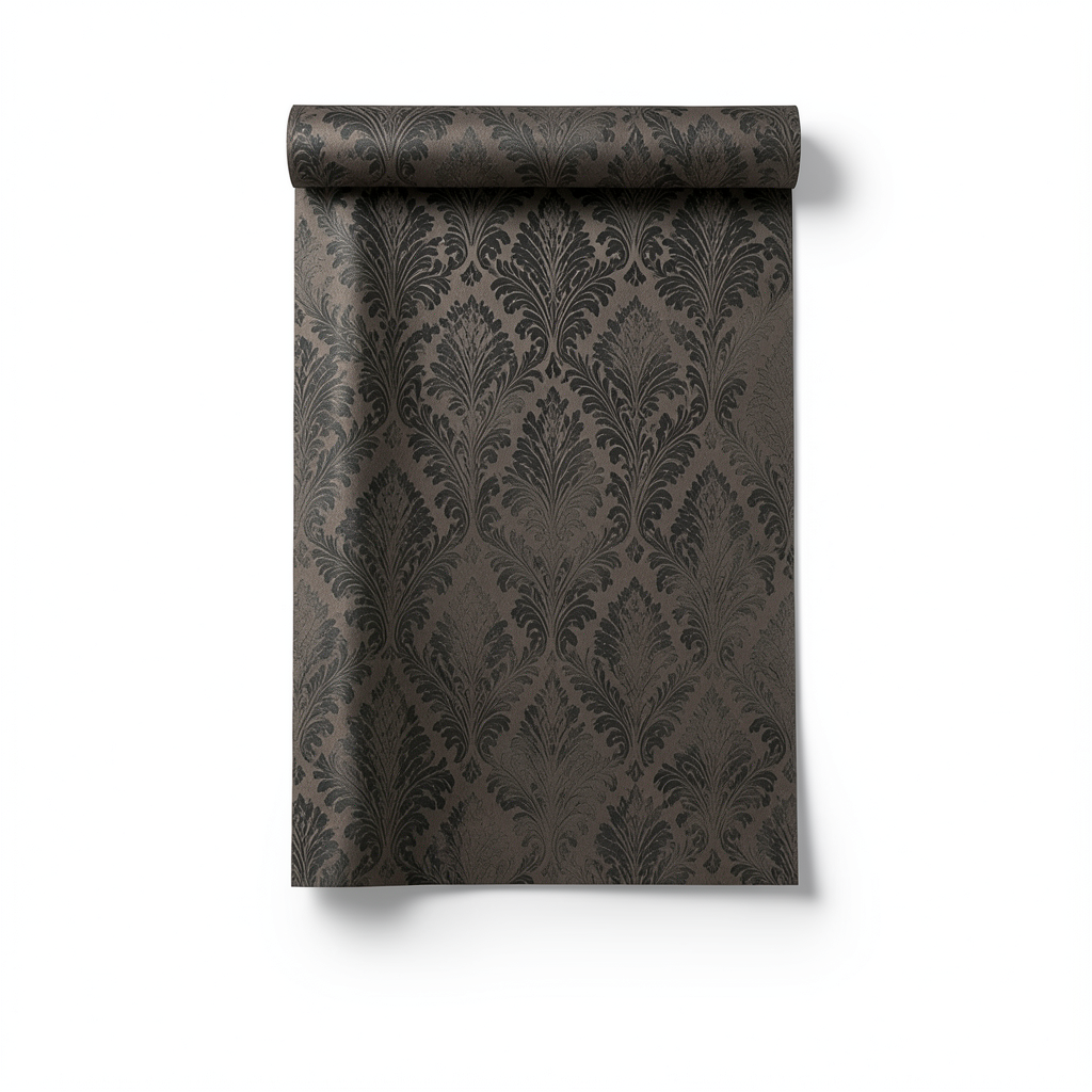 Italian Wallpaper Patterned Design 10mx1.06m, Dark Beige