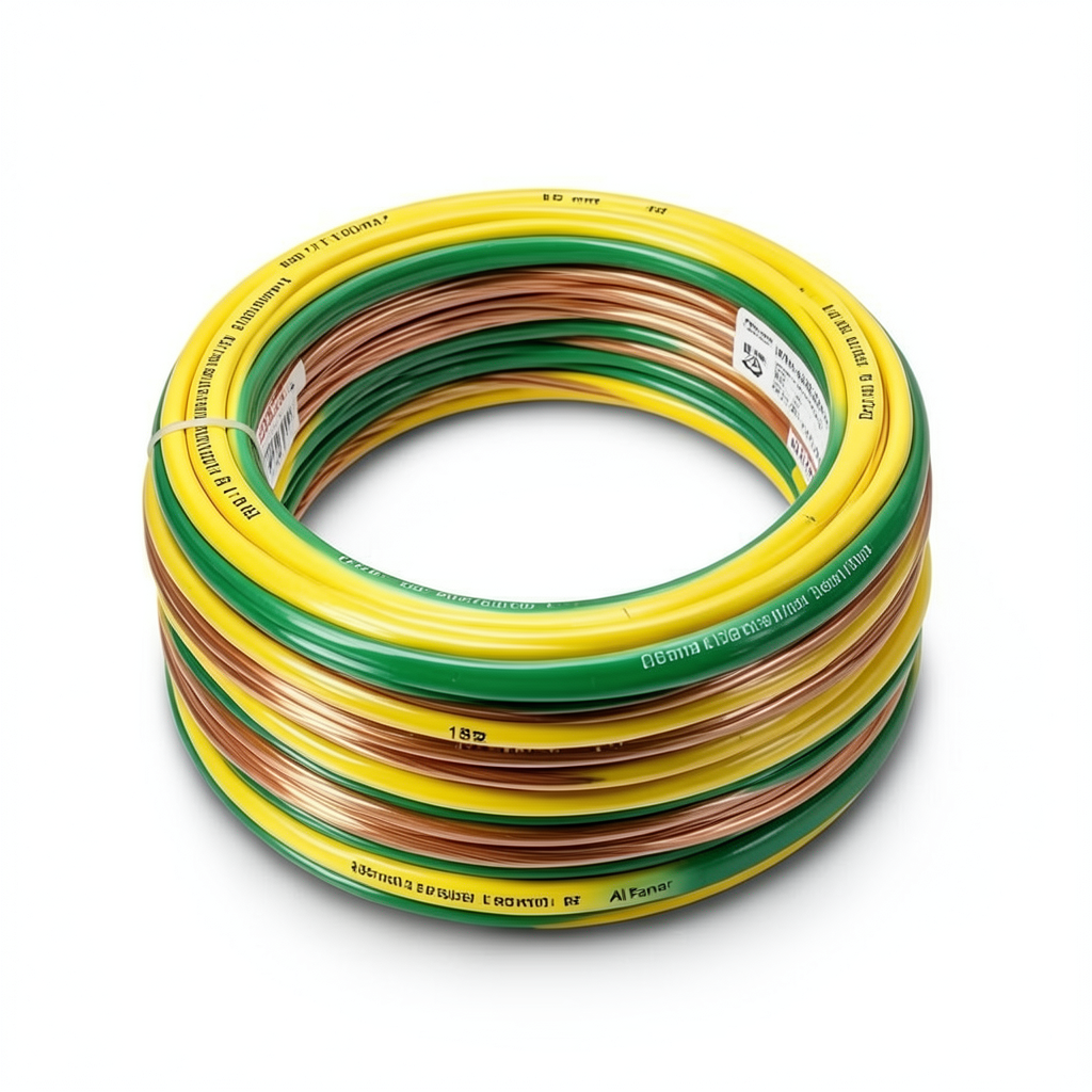 لفة سلك كهرباء مفرد 185 مم2 450/750 فولت، موصل نحاس مجدول عزل PVC لون اصفر/اخضر | شركة الفنار