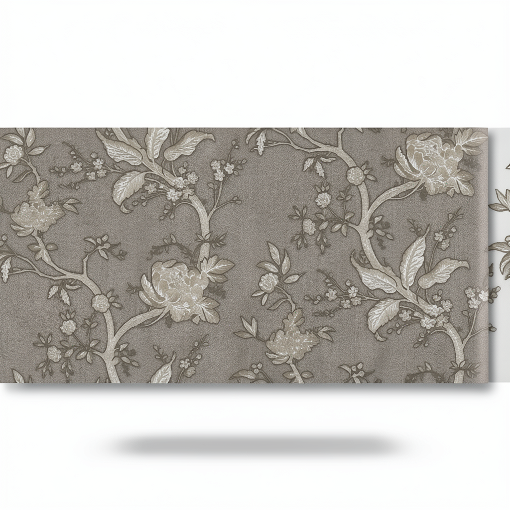 Italian Wall Covering Floral Design 10mx1.06m, Dark Beige