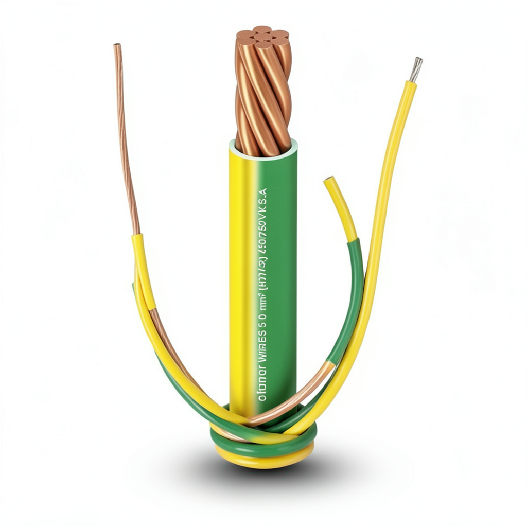 لفة سلك كهرباء مفرد 185 مم2 450/750 فولت، موصل نحاس مجدول عزل PVC لون اصفر/اخضر | شركة الفنار