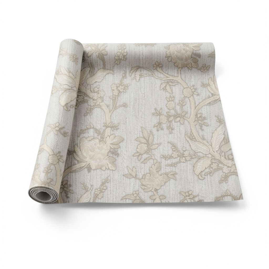 Floral Wallpaper 10m x 1.06m Beige Color, Model 38003