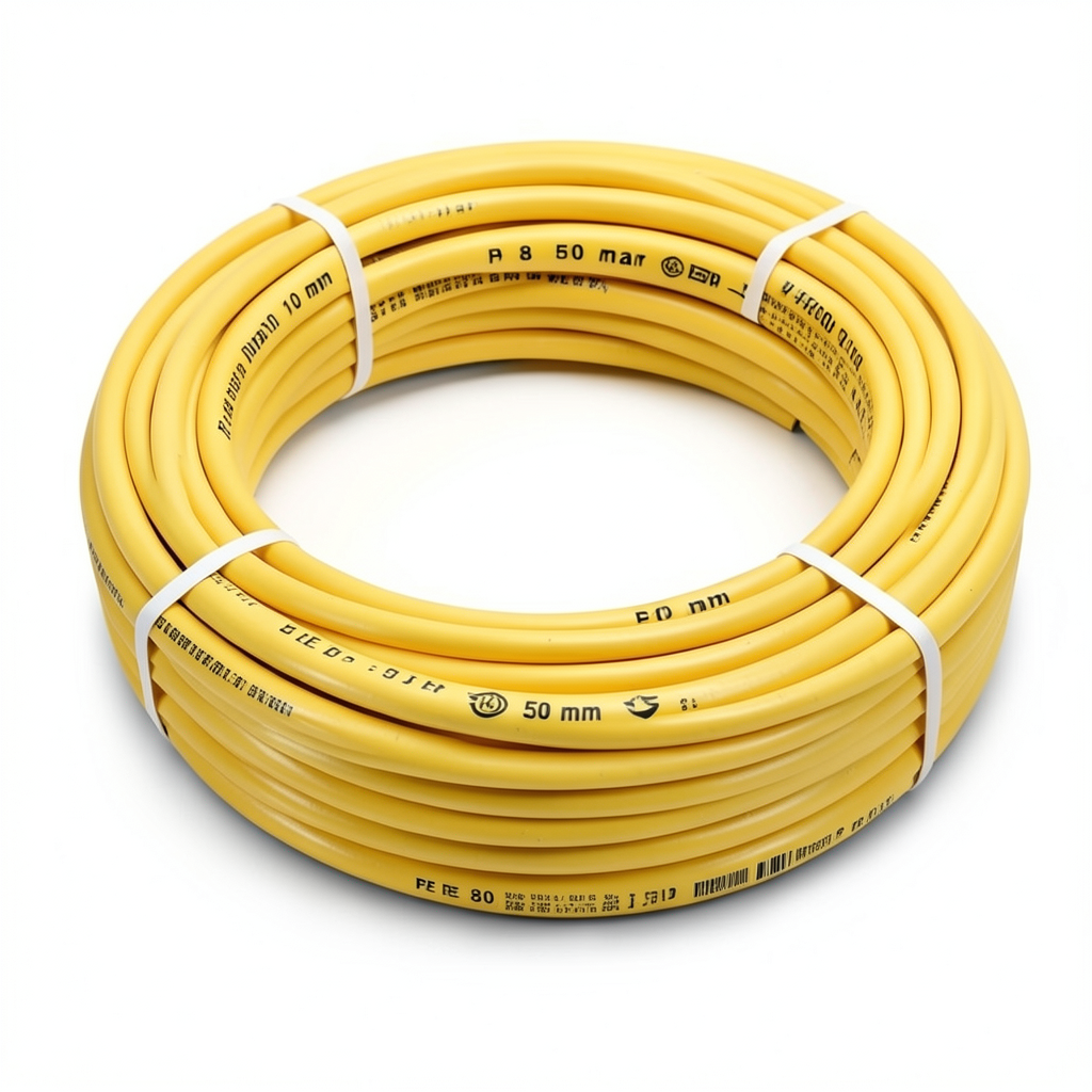 أنابيب HDPE PE 80 ضغط 10 بار قطر خارجي 50 مم سمك 3.7 مم لون أصفر | نيبروبلاست