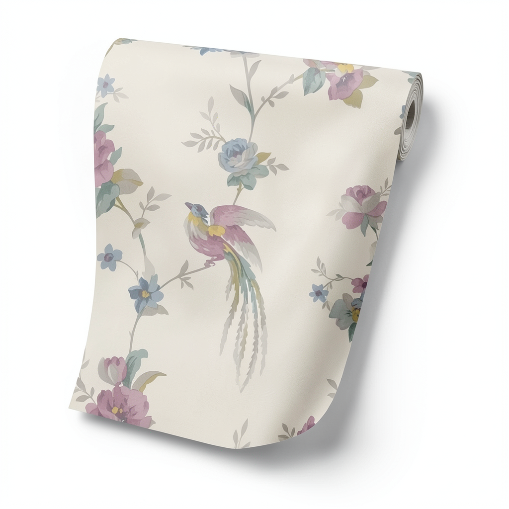 German Floral Wallpaper 10m x 0.53m Beige, Model 440638