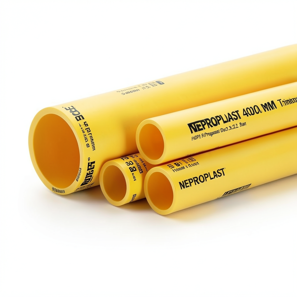مواسير HDPE PE 80 ضغط 3.2 بار قطر خارجي 400 مم سمك 9.8 مم لون أصفر | نيبروبلاست