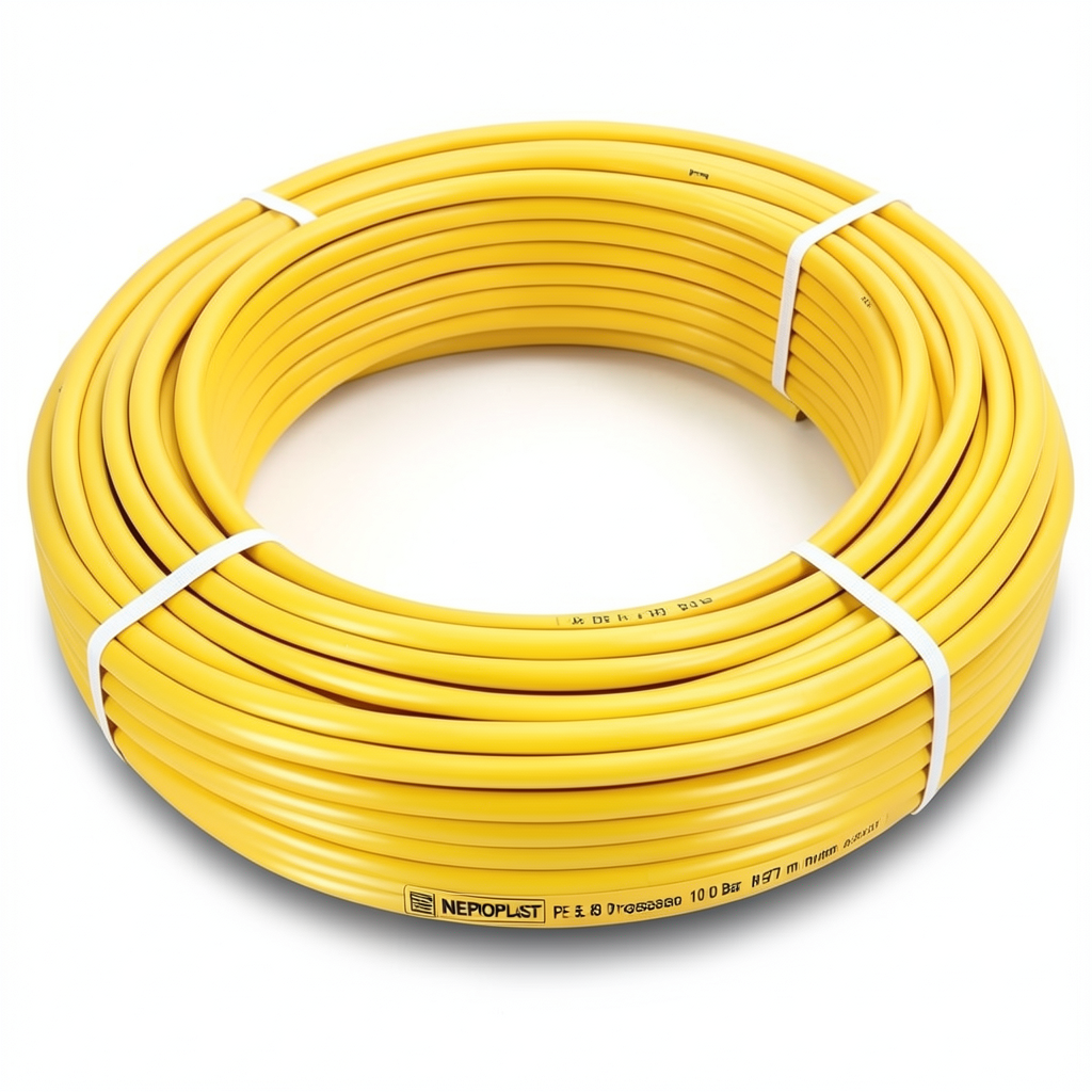 أنابيب HDPE PE 80 ضغط 10 بار قطر 63 مم سمك 4.7 مم لون أصفر | نيبروبلاست