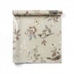 Wall decoration floral design, size 10 m x 0.53 m, beige color, model 28843