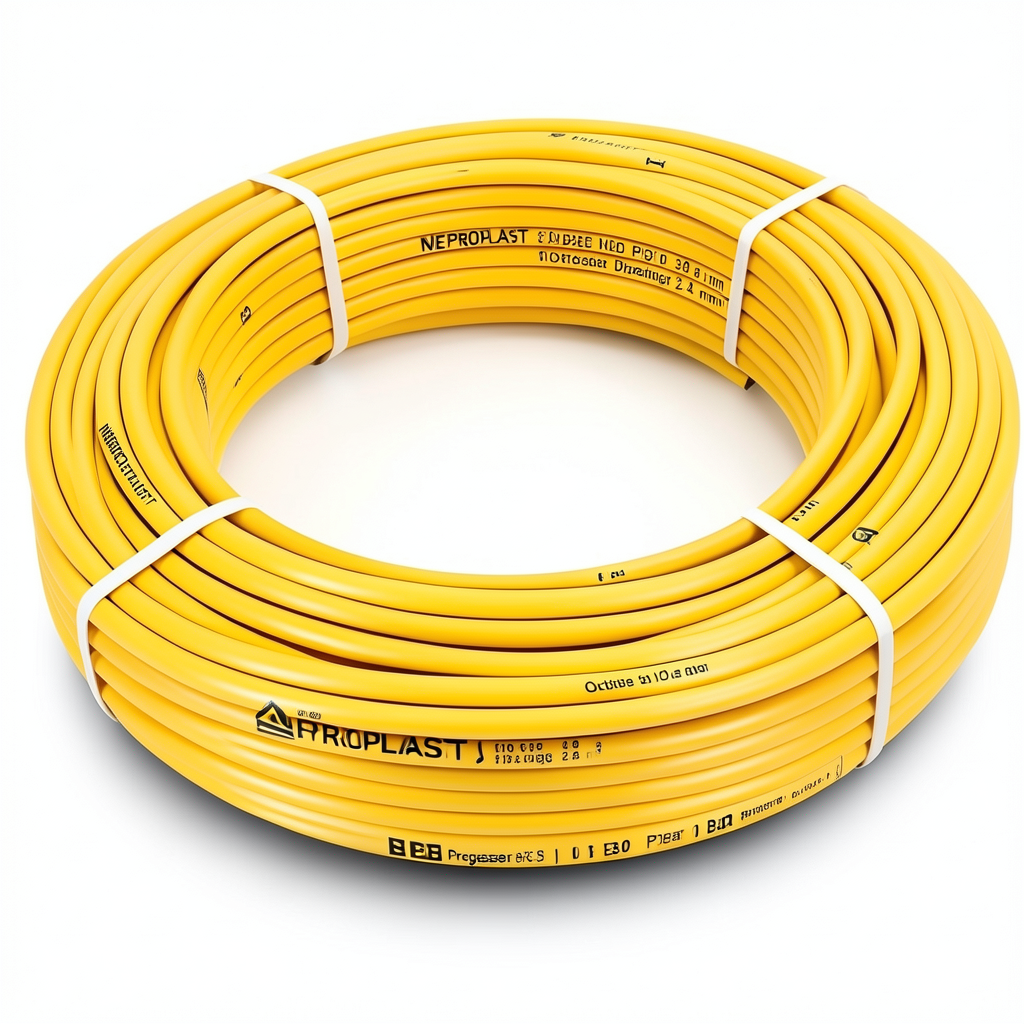 أنابيب HDPE PE 80 ضغط 10 بار قطر خارجي 32 مم سمك 2.4 مم لون أصفر | نيبروبلاست