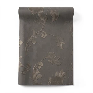 Floral Wall Decoration 10m x 0.73m Dark Beige