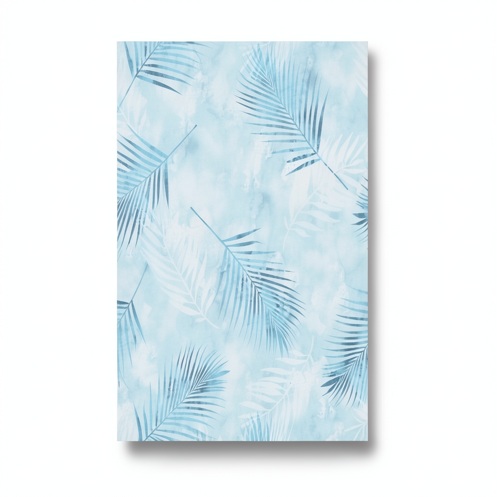 Leaf Patterned Wall Decoration 10m x 0.53m Cyan, Model 02579-20