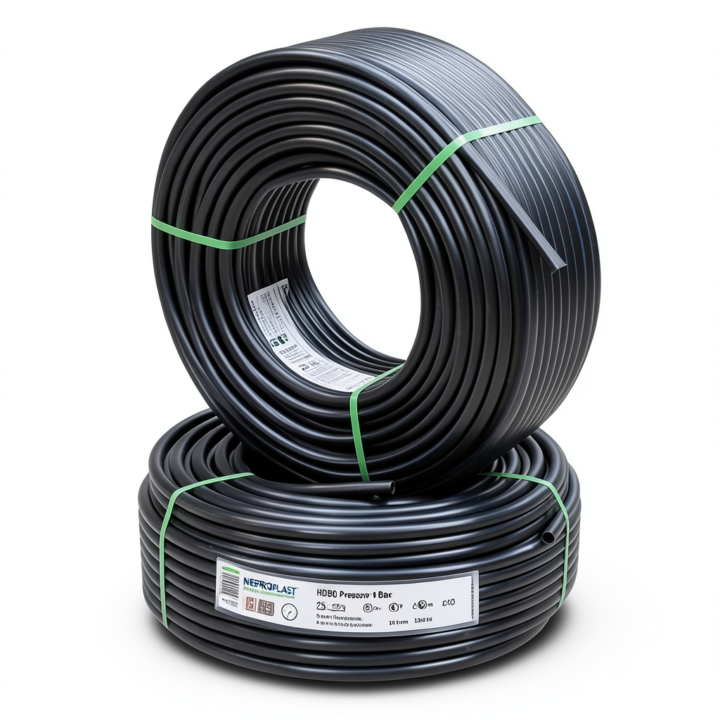 أنابيب HDPE PE 80 ضغط 10 بار قطر 25 مم سمك 1.9 مم لون أسود | نيبروبلاست