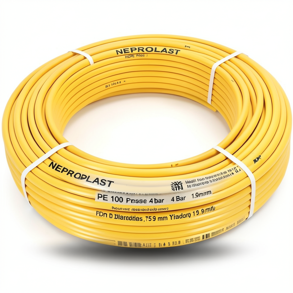 HDPE Pipes PE 100 Pressure 4 Bar 75 mm Diameter 1.9 mm Thickness Yellow | NEPROPLAST