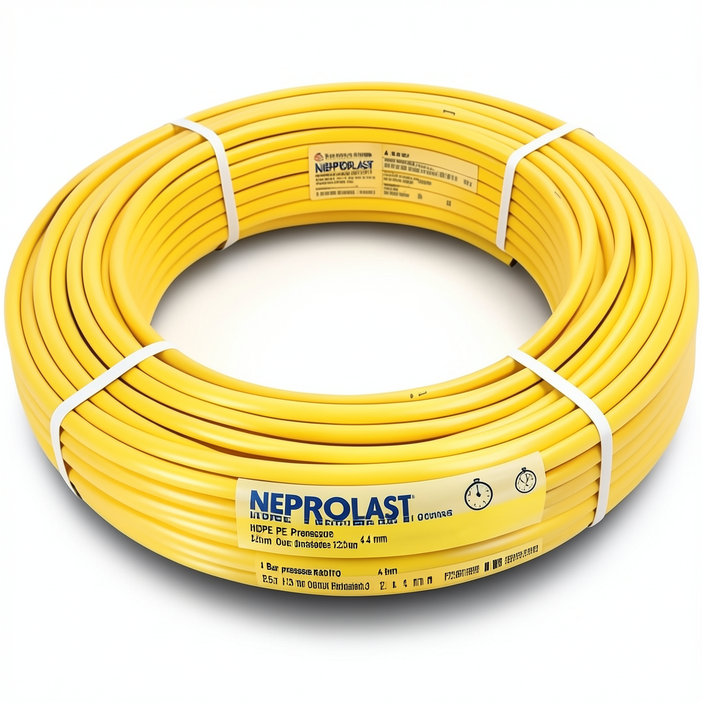 أنابيب HDPE PE 100 ضغط 4 بار قطر خارجي 125 مم سمك 3.1 مم لون أصفر | نيبروبلاست